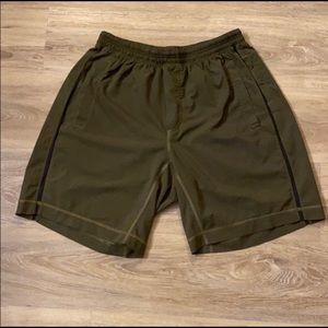 Olive Lululemon pacebreaker shorts linerless 9”